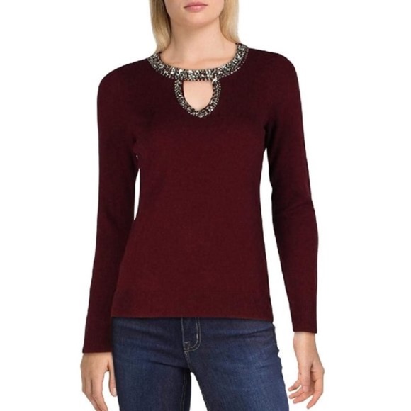 Inc Embellished Keyhole Sweater - Picture 1 of 7